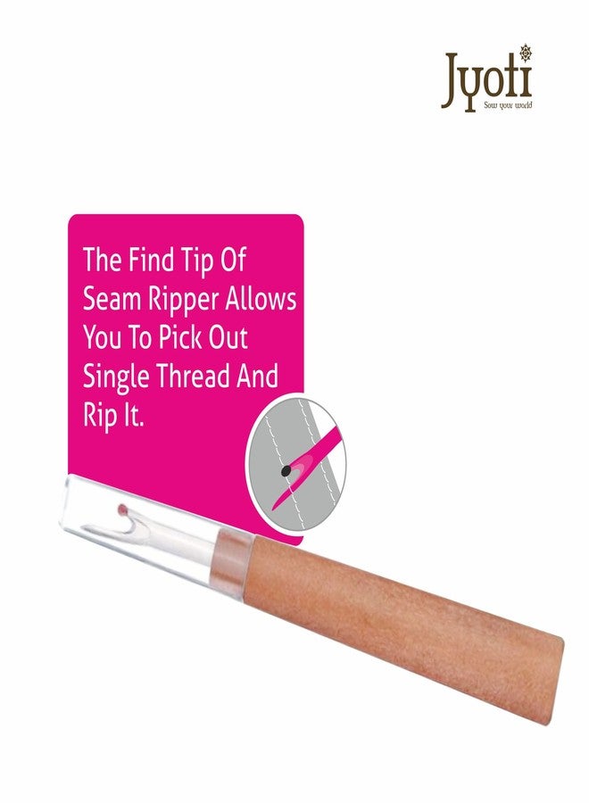 Jyoti 36406 Premium Plastic Seam Ripper Stainless Steel Thread Cutter Stitch Unpicker and Opener Sewing Tool with Cover Handy Remover DIY Craft, Large - Pack of 5 Pieces - Image 4